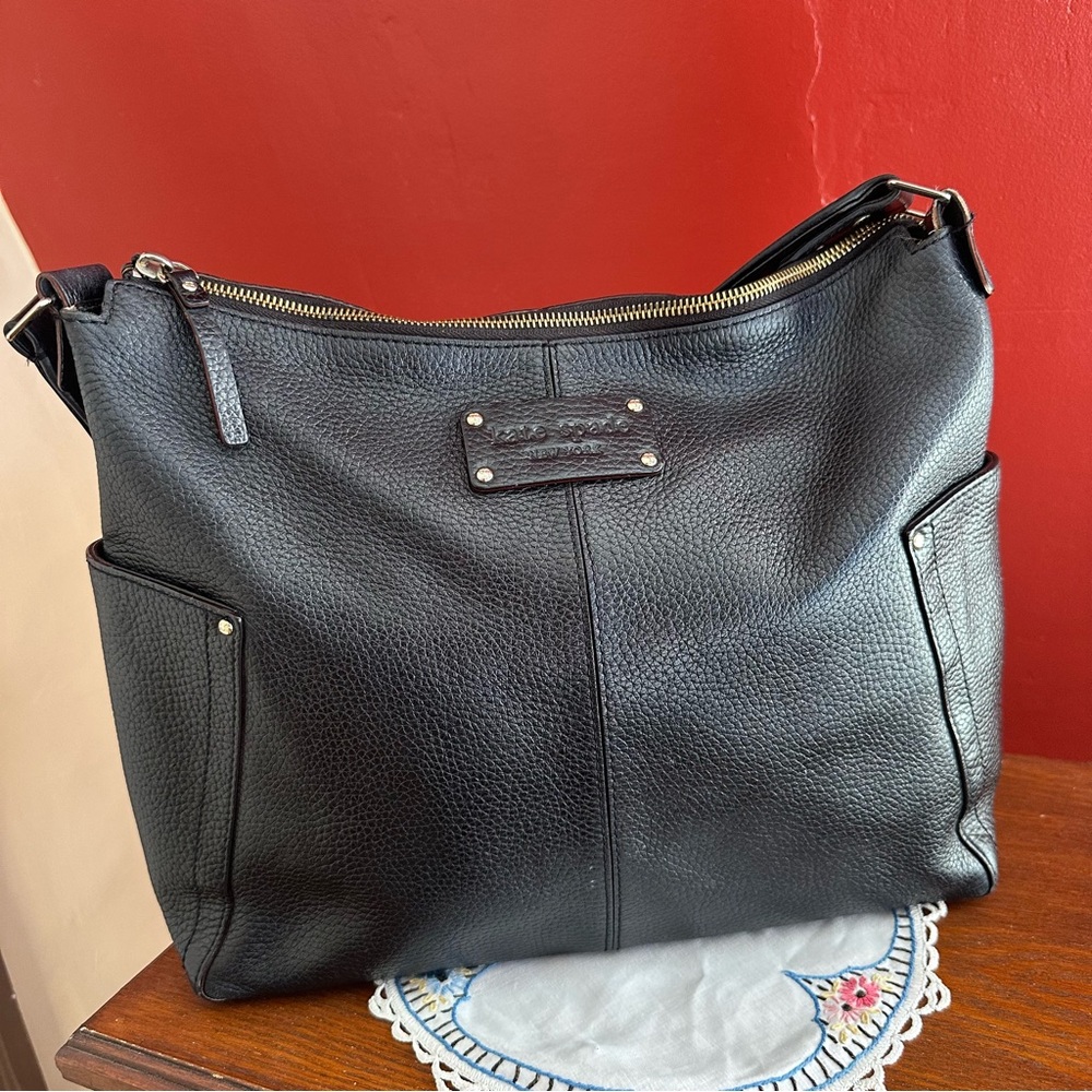 Kate Spade New York Yardley Serena Black Pebble Boho Leather Shoulder Bag
